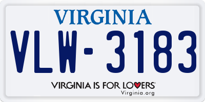 VA license plate VLW3183