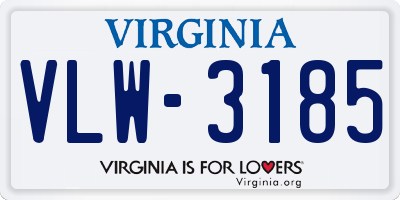 VA license plate VLW3185