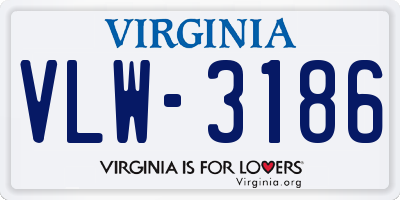 VA license plate VLW3186