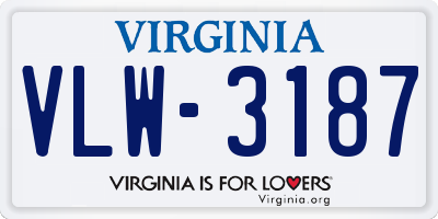 VA license plate VLW3187