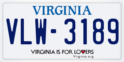 VA license plate VLW3189