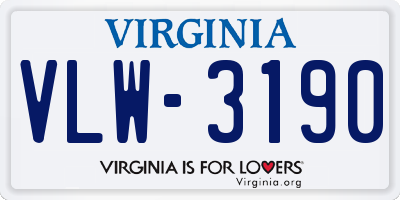 VA license plate VLW3190