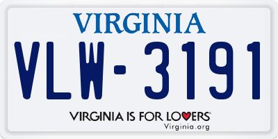 VA license plate VLW3191