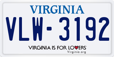 VA license plate VLW3192