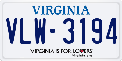 VA license plate VLW3194