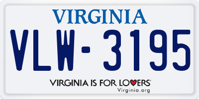 VA license plate VLW3195