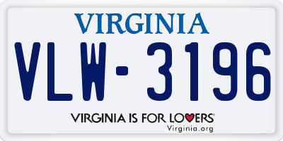 VA license plate VLW3196