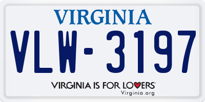 VA license plate VLW3197