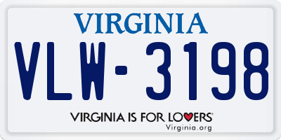 VA license plate VLW3198