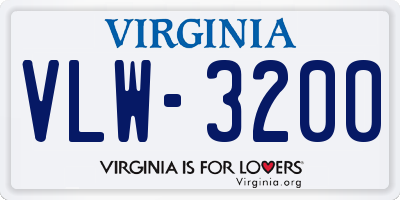 VA license plate VLW3200