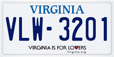 VA license plate VLW3201