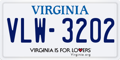 VA license plate VLW3202