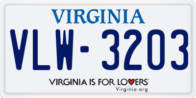 VA license plate VLW3203