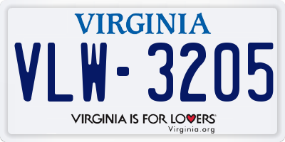 VA license plate VLW3205