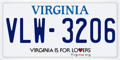 VA license plate VLW3206