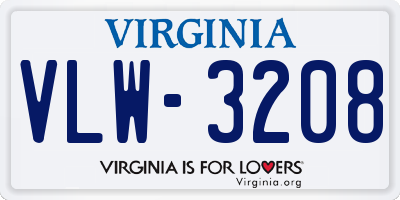 VA license plate VLW3208