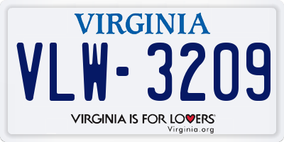 VA license plate VLW3209