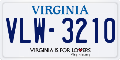 VA license plate VLW3210