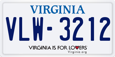 VA license plate VLW3212