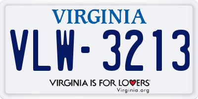 VA license plate VLW3213