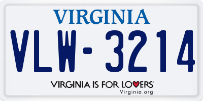 VA license plate VLW3214