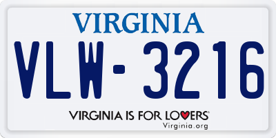 VA license plate VLW3216