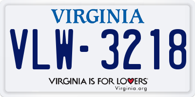 VA license plate VLW3218