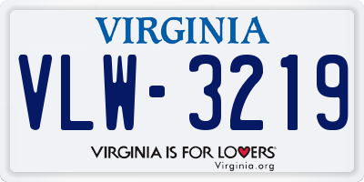 VA license plate VLW3219