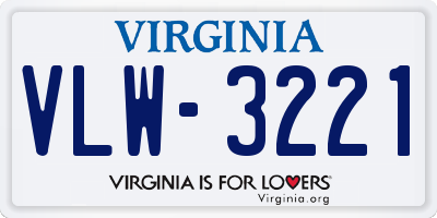 VA license plate VLW3221