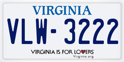 VA license plate VLW3222