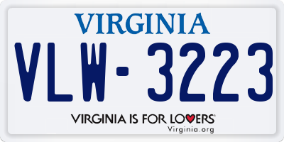 VA license plate VLW3223