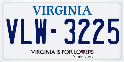 VA license plate VLW3225