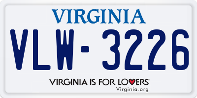 VA license plate VLW3226