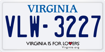 VA license plate VLW3227