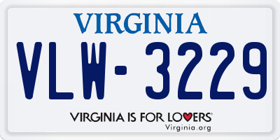 VA license plate VLW3229