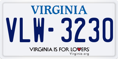 VA license plate VLW3230