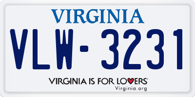 VA license plate VLW3231