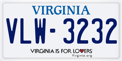 VA license plate VLW3232