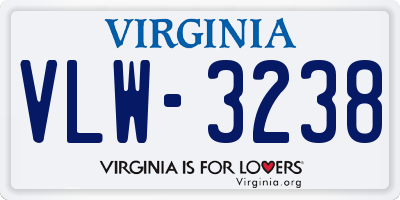 VA license plate VLW3238