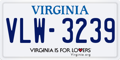 VA license plate VLW3239