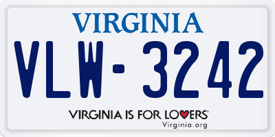 VA license plate VLW3242