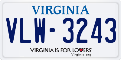 VA license plate VLW3243