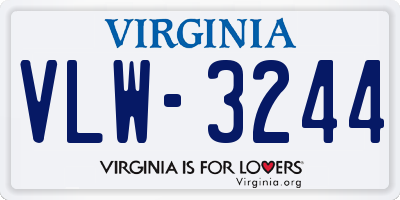 VA license plate VLW3244