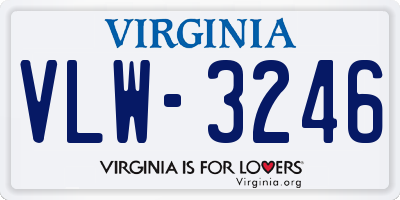 VA license plate VLW3246