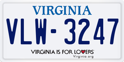 VA license plate VLW3247