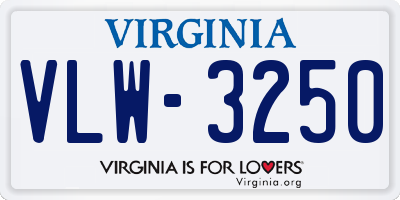 VA license plate VLW3250