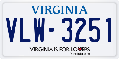 VA license plate VLW3251