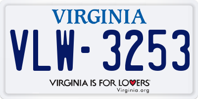 VA license plate VLW3253