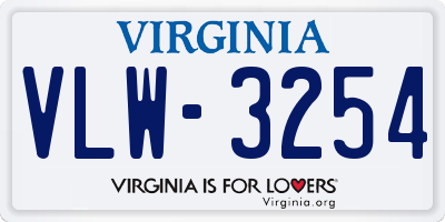 VA license plate VLW3254