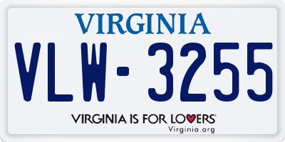 VA license plate VLW3255